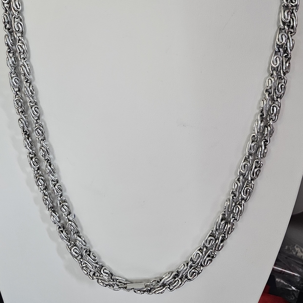 Silver Tone Necklace Signed Western Germany